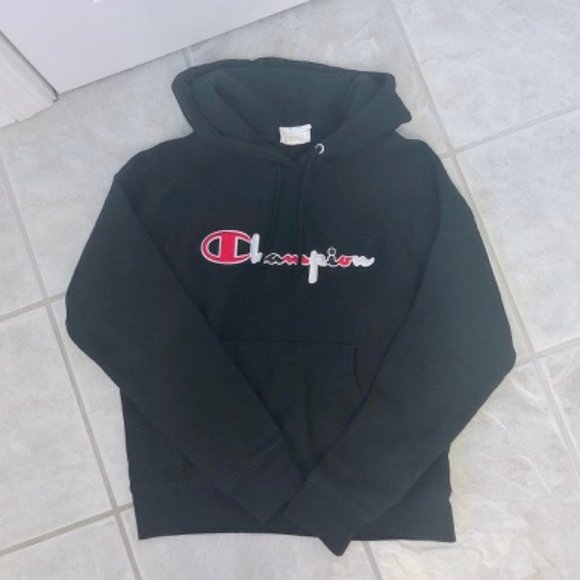LIKE NEW Champion Hoodie Sweater Black Hoodie - Picture 4 of 5